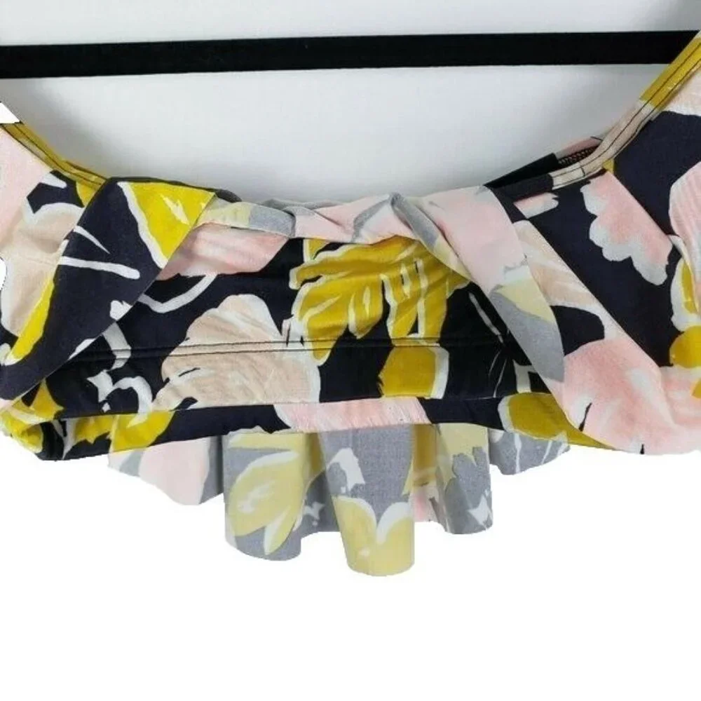 Cotton On Body Ruffle Off Shoulder Swim Bikini Top Floral Navy Piink Yellow